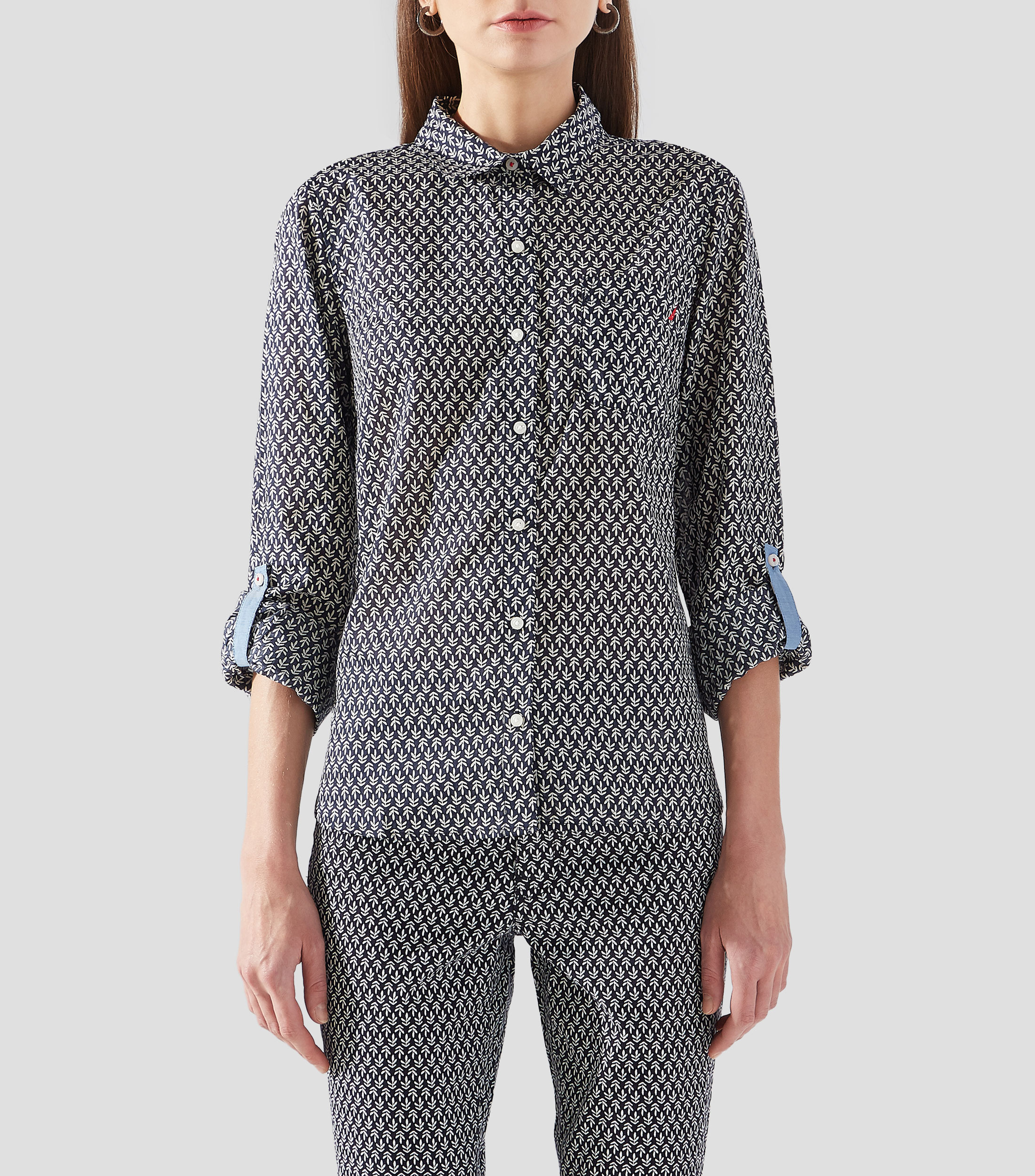 Blusa estampada manga larga Mujer